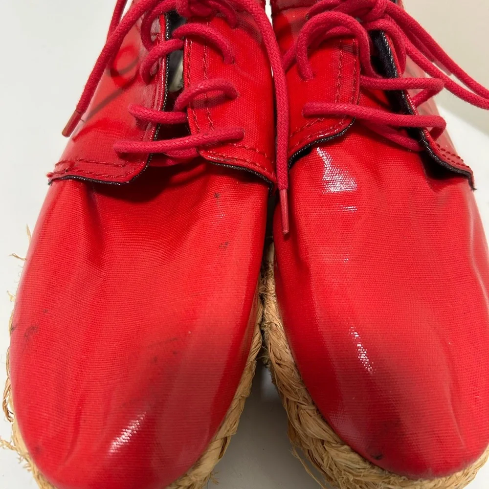 Calvin Klein Keri Espadrille Platform Shoe Red Size 7.5